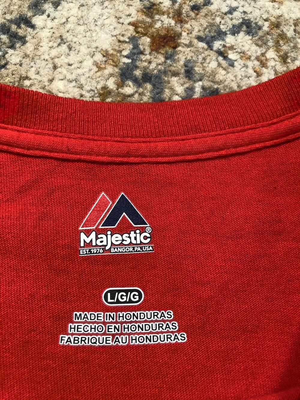 Cleveland Indians Shirt Mens Large Red MLB Baseball Majestic Chief Wahoo Tee - Picture 7 of 10